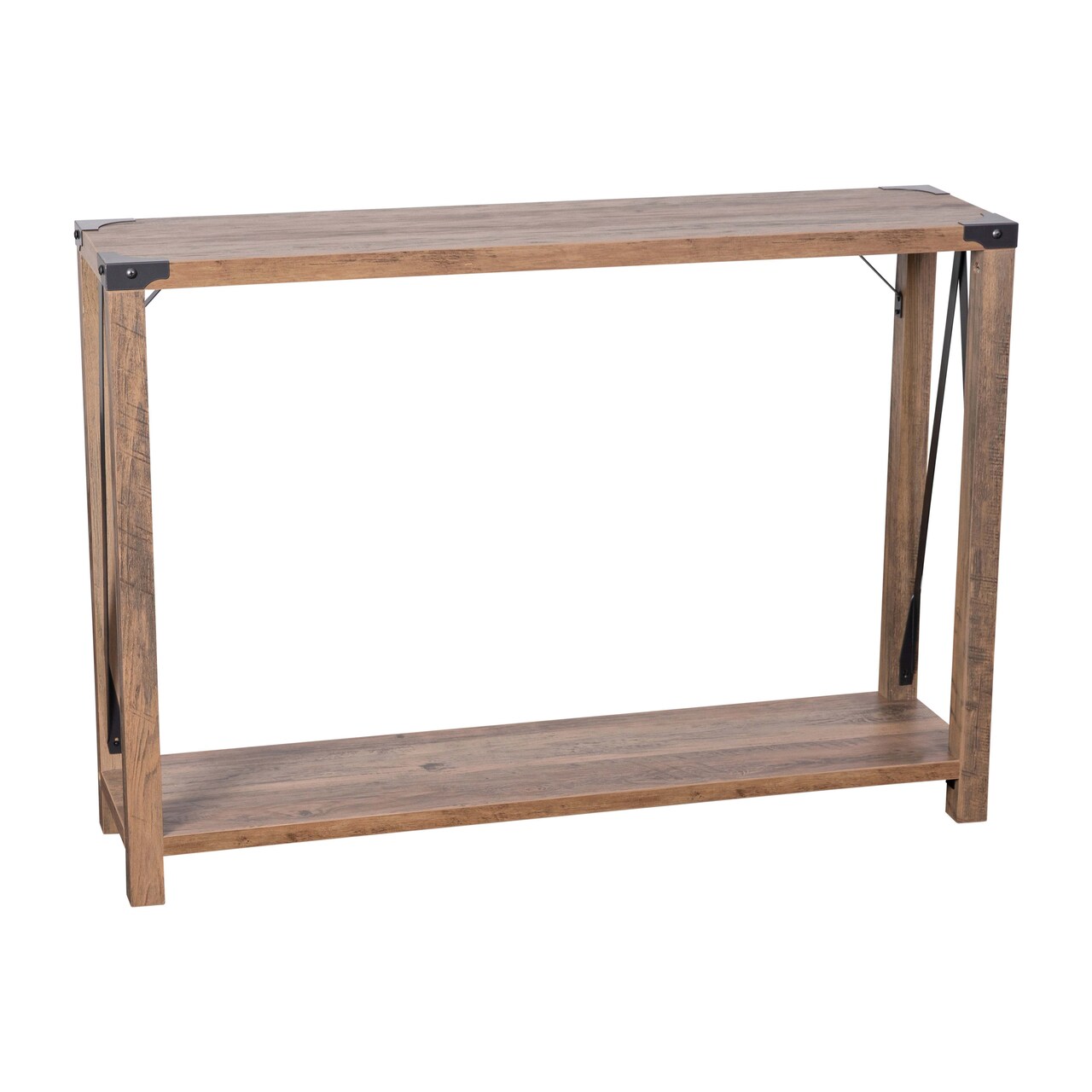 Merrick Lane Green River Modern Farmhouse Engineered Wood Sofa Table and Powder Coated Steel Accents